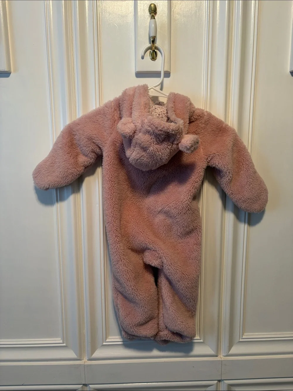 NWOT Carter's Pink Bear Fuzzy Footed One-Piece Jacket
